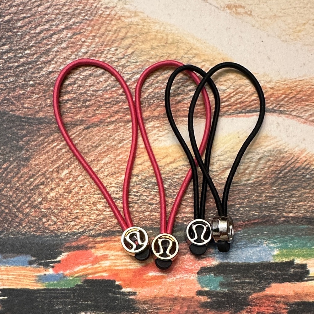 Lululemon Hair dark pink and black zipper pull or Ties Set - Picture 4 of 4
